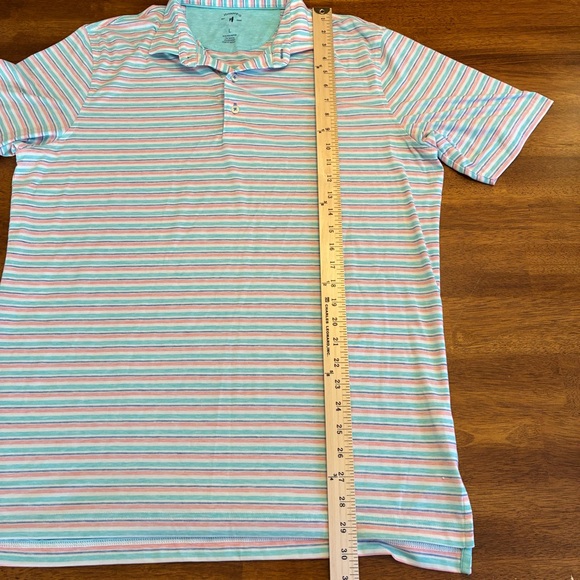 Johnnie-O Men's Top Shelf Striped Polo Shirt - Blue, Pink, White - Picture 9 of 9